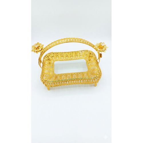 Arabic Golden Lotus Decorative Serving Platter with Cry